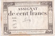 France 100 Francs - 18 Nivose An III - (07.01.1795) - Sign. Farcy - Serial 2379