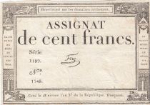 France 100 Francs - 18 Nivose An III - (07.01.1795) - Sign. Feze - P.A.78 - Serial 1189