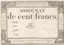France 100 Francs - 18 Nivose An III - (07.01.1795) - Sign. Feze - P.A.78 - Serial 1189