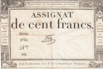 France 100 Francs - 18 Nivose An III - (07.01.1795) - Sign. Feze - Serial 1733