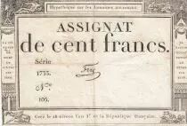France 100 Francs - 18 Nivose An III - (07.01.1795) - Sign. Feze - S&eacute;rie 1733