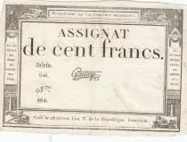 France 100 Francs - 18 Nivose An III - (07.01.1795) - Sign. Gautry - P.A.78 - Serial 946