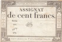 France 100 Francs - 18 Nivose An III - (07.01.1795) - Sign. Gibier - P.A.78 - Serial 591