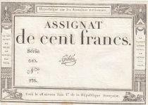 France 100 Francs - 18 Nivose An III - (07.01.1795) - Sign. Gibier - P.A.78 - Serial 640