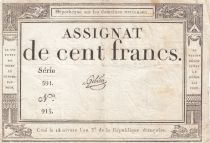 France 100 Francs - 18 Nivose An III - (07.01.1795) - Sign. Gibier - Serial 591
