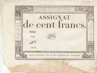 France 100 Francs - 18 Nivose An III - (07.01.1795) - Sign. Gibier - S�rie 946