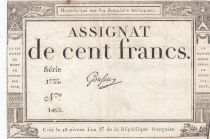 France 100 Francs - 18 Nivose An III - (07.01.1795) - Sign. Goussu - P.A.78 - Serial 1733