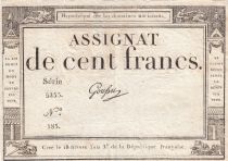 France 100 Francs - 18 Nivose An III - (07.01.1795) - Sign. Goussu - P.A.78 - Serial 5255