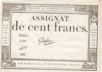 France 100 Francs - 18 Nivose An III - (07.01.1795) - Sign. Goussu - Serial 3420