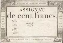 France 100 Francs - 18 Nivose An III - (07.01.1795) - Sign. Gros - S&eacute;rie 1478