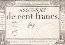 France 100 Francs - 18 Nivose An III - (07.01.1795) - Sign. Haze - P.A.78 - Serial 1879