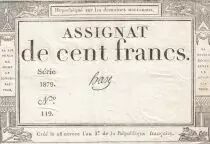 France 100 Francs - 18 Nivose An III - (07.01.1795) - Sign. Haze - P.A.78 - Serial 1879