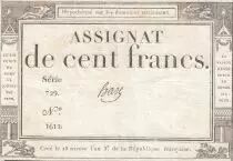 France 100 Francs - 18 Nivose An III - (07.01.1795) - Sign. Haze - Serial 729