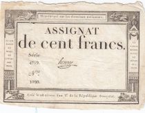 France 100 Francs - 18 Nivose An III - (07.01.1795) - Sign. Henry - Serial 4799