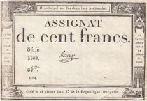 France 100 Francs - 18 Nivose An III - (07.01.1795) - Sign. Henry - Serial 5502