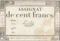 France 100 Francs - 18 Nivose An III - (07.01.1795) - Sign. Le Noble - S&eacute;rie 1713