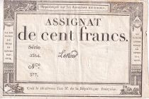 France 100 Francs - 18 Nivose An III - (07.01.1795) - Sign. Lenoir - Serial 2364