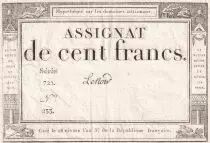 France 100 Francs - 18 Nivose An III - (07.01.1795) - Sign. Lenoir - Serial 722