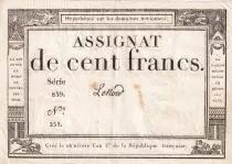France 100 Francs - 18 Nivose An III - (07.01.1795) - Sign. Lenoir - Serial 859