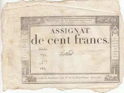 France 100 Francs - 18 Nivose An III - (07.01.1795) - Sign. Lenoir - S�rie 722