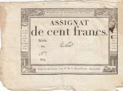 France 100 Francs - 18 Nivose An III - (07.01.1795) - Sign. Lenoir - S�rie 84