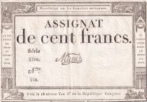 France 100 Francs - 18 Nivose An III - (07.01.1795) - Sign. Mané - Serial 3316 - P.78