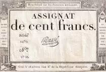 France 100 Francs - 18 Nivose An III - (07.01.1795) - Sign. Mass&eacute; - Serial 1479 - P.78