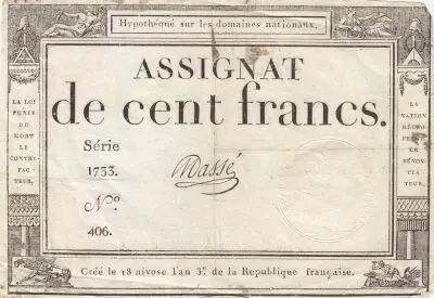 France 100 Francs - 18 Nivose An III - (07.01.1795) - Sign. Masse - S�rie 1733