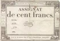 France 100 Francs - 18 Nivose An III - (07.01.1795) - Sign. Masse - Série 1733