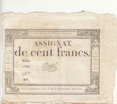France 100 Francs - 18 Nivose An III - (07.01.1795) - Sign. Masse - S�rie 4799
