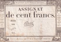 France 100 Francs - 18 Nivose An III - (07.01.1795) - Sign. Masset - Serial 588 - P.78