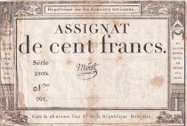 France 100 Francs - 18 Nivose An III - (07.01.1795) - Sign. Moret - Serial 2100 - P.78