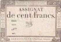 France 100 Francs - 18 Nivose An III - (07.01.1795) - Sign. Moret - S&eacute;rie 4482 - L.173