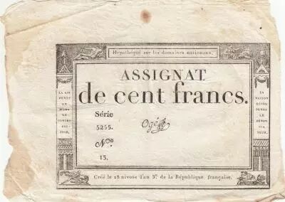 France 100 Francs - 18 Nivose An III - (07.01.1795) - Sign. Og� - Serial 5255