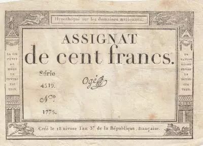 France 100 Francs - 18 Nivose An III - (07.01.1795) - Sign. Og� - S�rie 4519