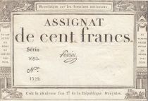 France 100 Francs - 18 Nivose An III - (07.01.1795) - Sign. Perrin  - Serial 1692