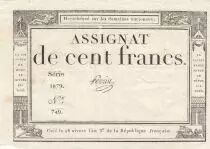 France 100 Francs - 18 Nivose An III - (07.01.1795) - Sign. Perrin  - Serial 1879