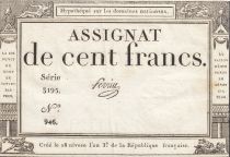 France 100 Francs - 18 Nivose An III - (07.01.1795) - Sign. Perrin  - Serial 3195