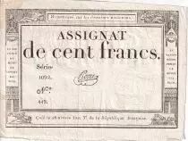 France 100 Francs - 18 Nivose An III - (07.01.1795) - Sign. Pierre - Serial  1092