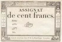 France 100 Francs - 18 Nivose An III - (07.01.1795) - Sign. Pierre - Serial 2379