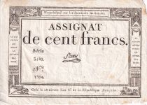France 100 Francs - 18 Nivose An III - (07.01.1795) - Sign. Saxy - Serial  3420