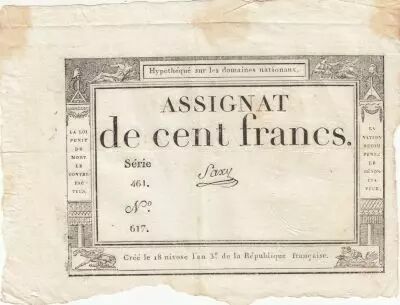 France 100 Francs - 18 Nivose An III - (07.01.1795) - Sign. Saxy - S�rie 461