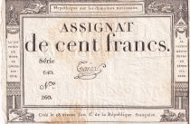 France 100 Francs - 18 Nivose An III - (07.01.1795) - Sign. Taizy - Série 640- L.173