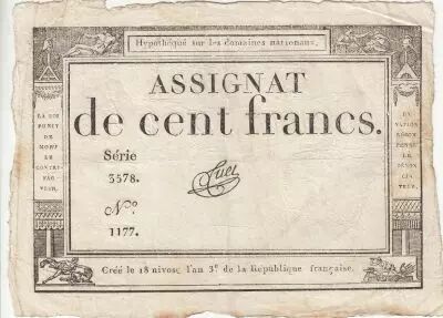 France 100 Francs - 18 Nivose An III - (07.01.1795) - Sign. Tuet - S�rie 3578