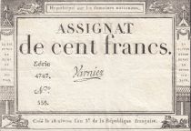 France 100 Francs - 18 Nivose An III - (07.01.1795) - Sign. Varnier - P.78 - Serial 4787