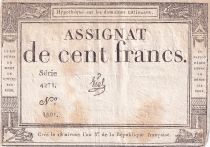 France 100 Francs - 18 Nivose An III - (07.01.1795) - Sign. Vial  - Serial 4271 - P.78
