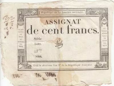 France 100 Francs - 18 Nivose An III - (07.01.1795) - Sign. Vial - S�rie 3420