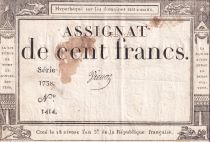 France 100 Francs - 18 Nivose An III - (07.01.1795) - Sign. Vienoz  - Serial 1738- P.78