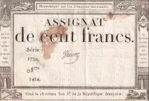 France 100 Francs - 18 Nivose An III - (07.01.1795) - Sign. Vienoz  - Serial 1738- P.78