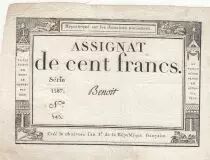 France 100 francs - 18 Nivose An III - 1794 - Sign. Benoit - Serial 1587